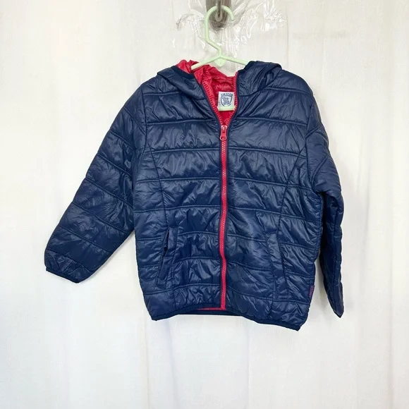Chicco Blue & Red Full Zip Quilted Winter Puffer Jacket Kids Size 4-5